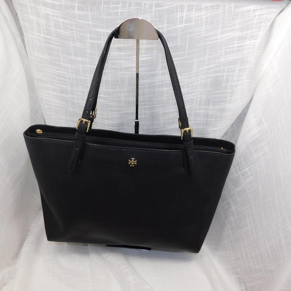 Tory Burch Black Saffiano Large York Buckle Tote